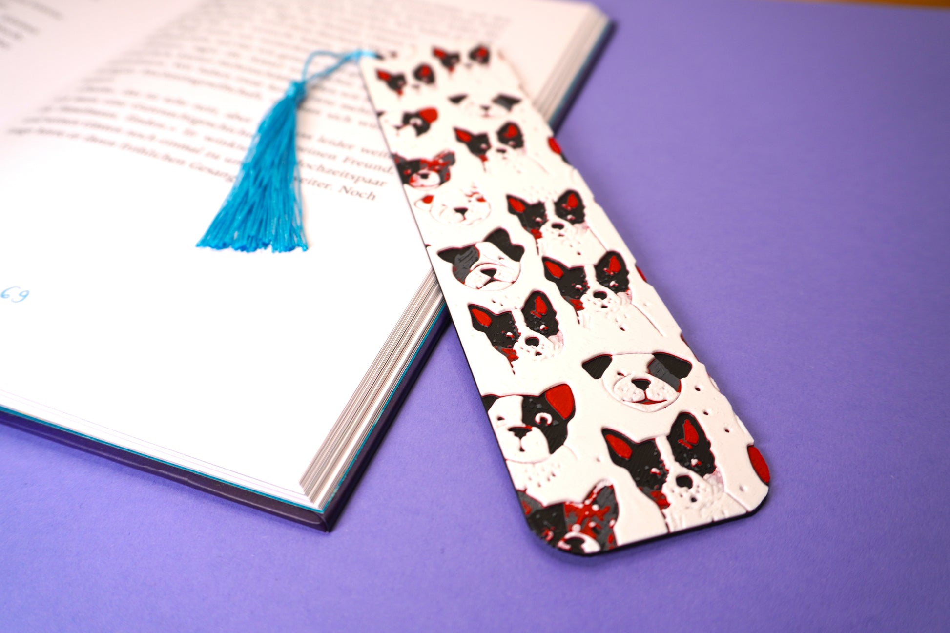 Hundemuster-Lesezeichen für Bücherliebhaber und Hundeliebhaber, mit optionaler Quaste